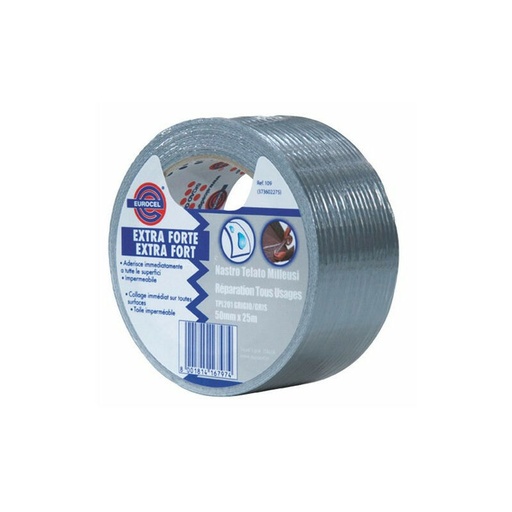 Adhésif toile de réparation extra-fort gris 50mm x 25m